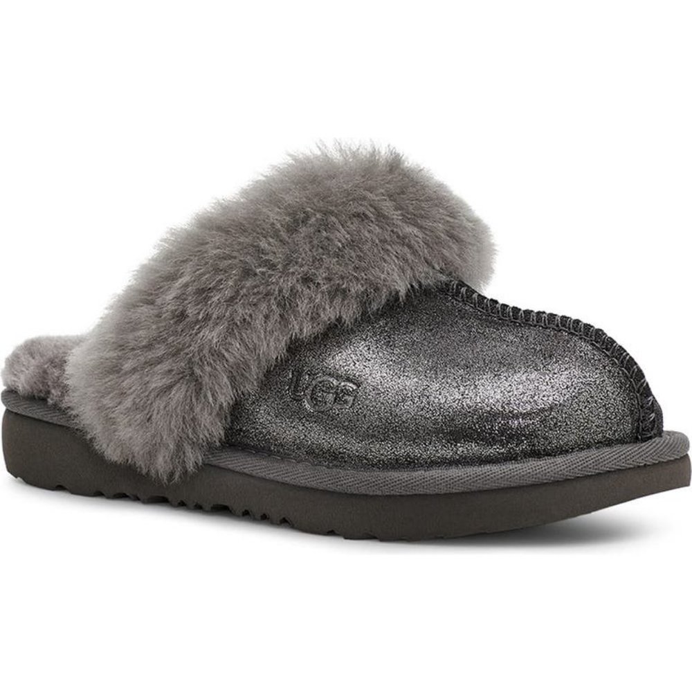 UGG Cozy Scuff Fur Plush Slippers Shoes METALLIC GLITTER UGGS 36 36.5 5.5 6 NWT